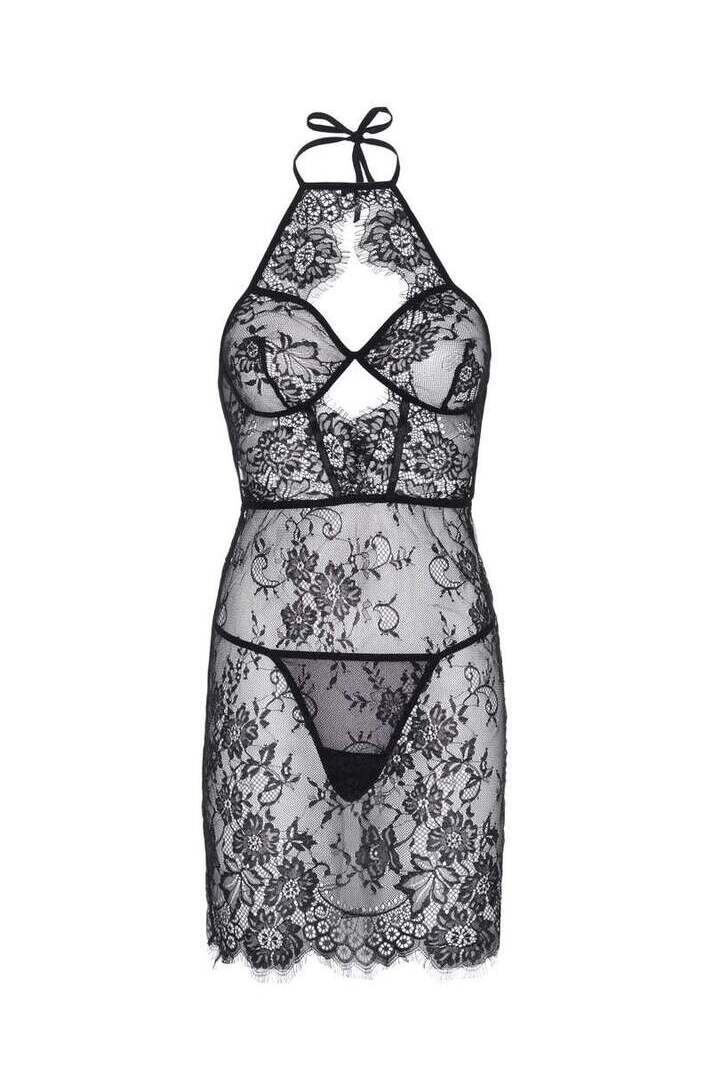 Leg Avenue Sweet Talk Lace Chemise Set in Black 6