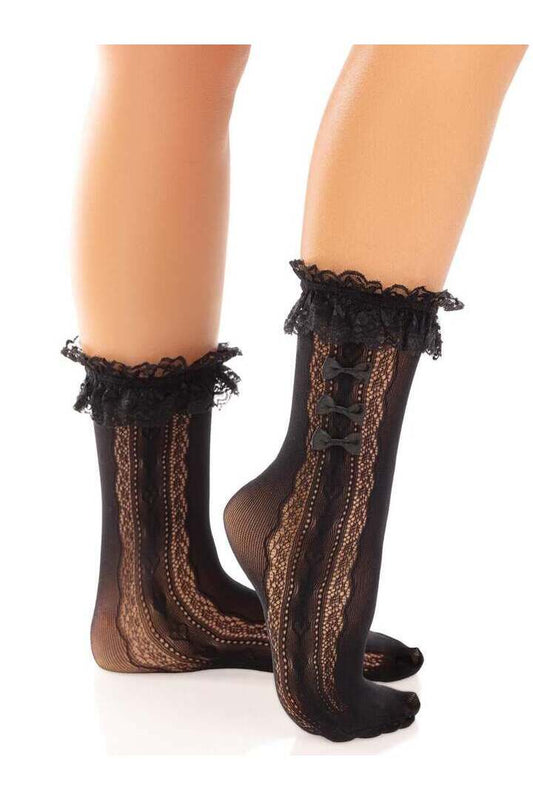 Leg Avenue Sweetheart Lace Ankle Socks in One Size 1