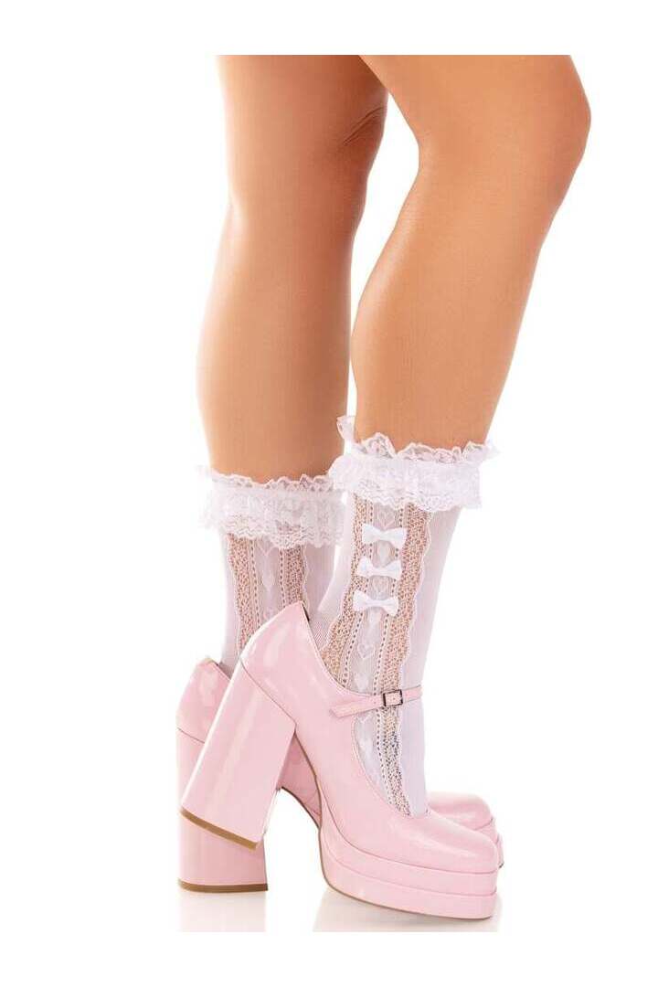 Leg Avenue Sweetheart Lace Ankle Socks in One Size 4