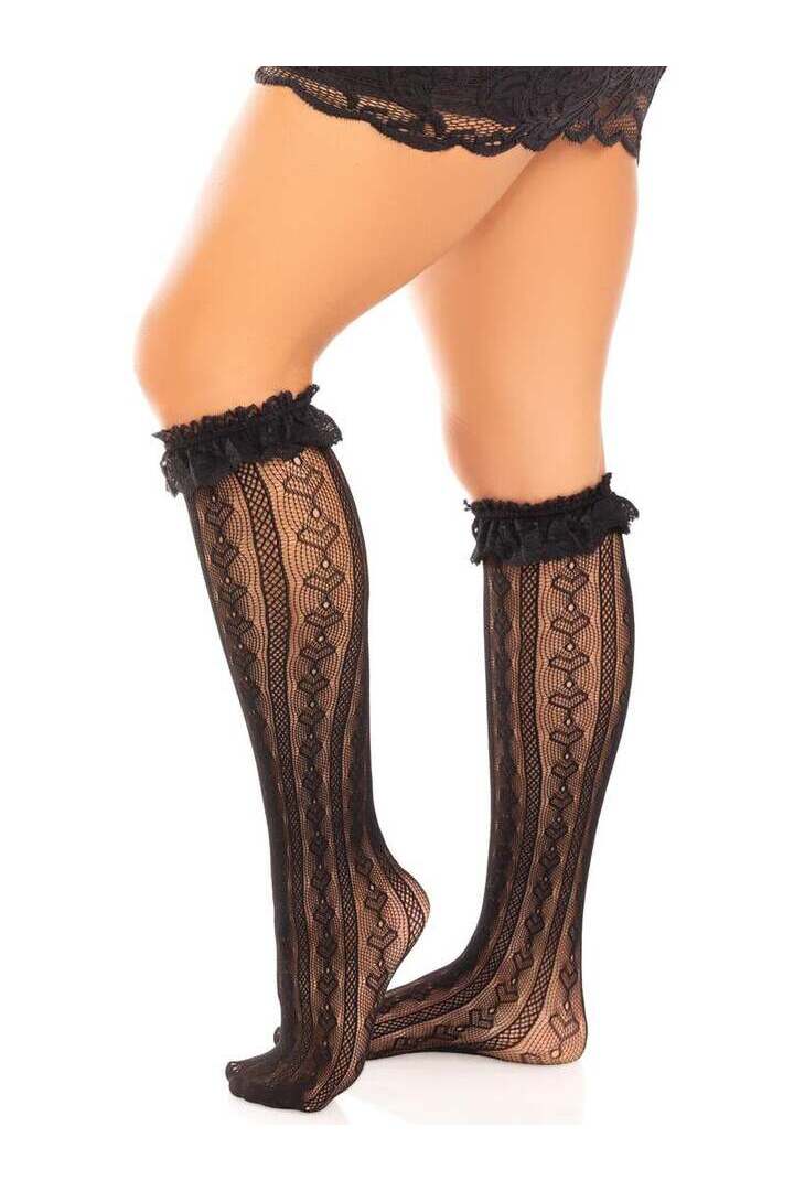 Leg Avenue Sweetheart Ruffle Cuff Knee High Socks in One Size 4