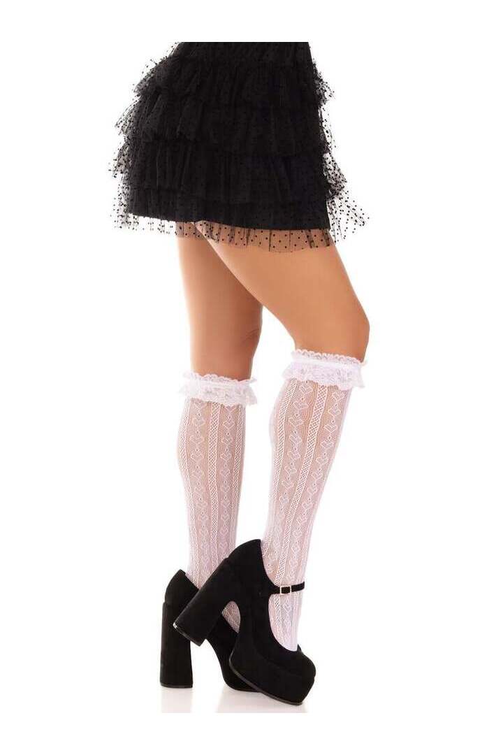 Leg Avenue Sweetheart Ruffle Cuff Knee High Socks in One Size 7