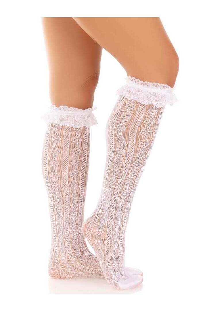 Leg Avenue Sweetheart Ruffle Cuff Knee High Socks in One Size 8