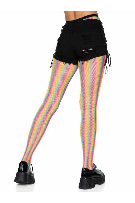 Leg Avenue Tay Rainbow Striped Fishnet Tights Multicolor in One Size 1