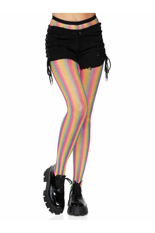 Leg Avenue Tay Rainbow Striped Fishnet Tights Multicolor in One Size