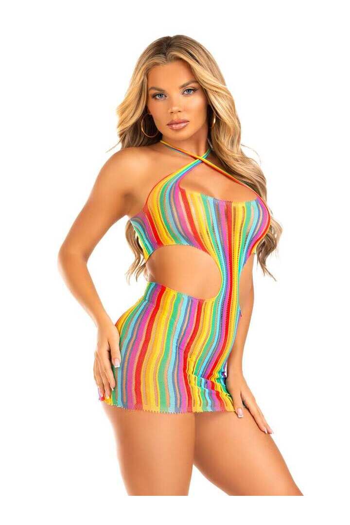 Leg Avenue Technicolor Dream Rainbow Mini Dress Rainbow in One Size 2