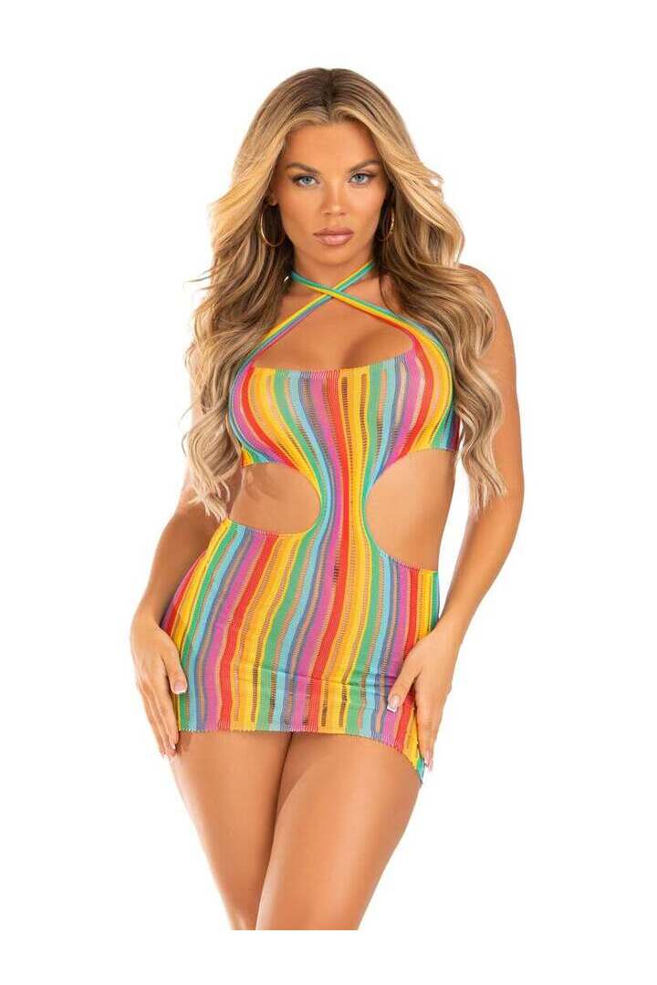 Leg Avenue Technicolor Dream Rainbow Mini Dress Rainbow in One Size 3