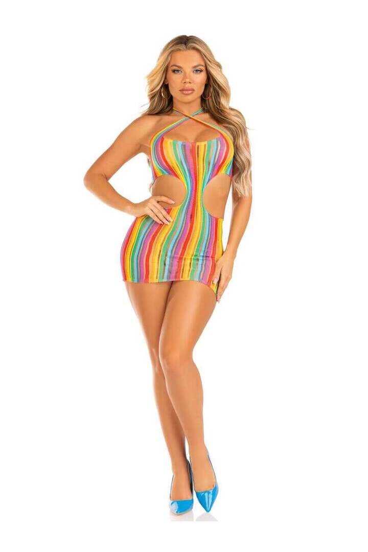 Leg Avenue Technicolor Dream Rainbow Mini Dress Rainbow in One Size 4