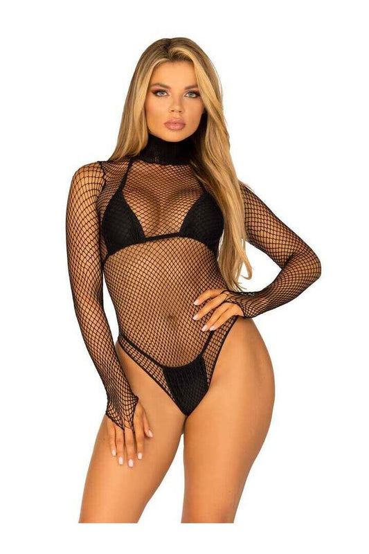 Leg Avenue Tell Me More Fishnet Bodysuit Black in One Size 1
