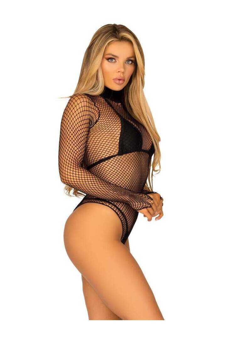 Leg Avenue Tell Me More Fishnet Bodysuit Black in One Size 3