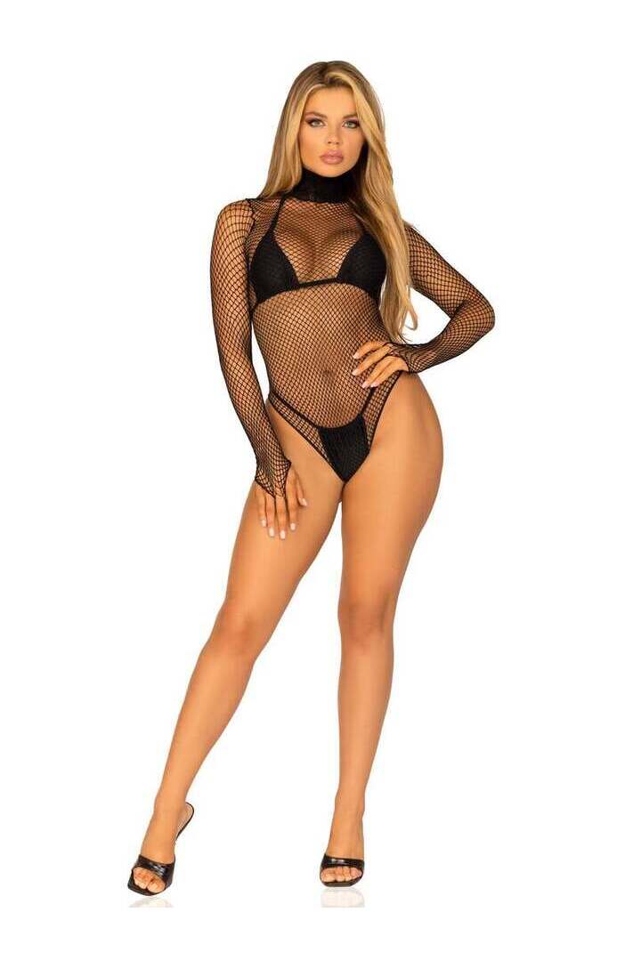 Leg Avenue Tell Me More Fishnet Bodysuit Black in One Size 4