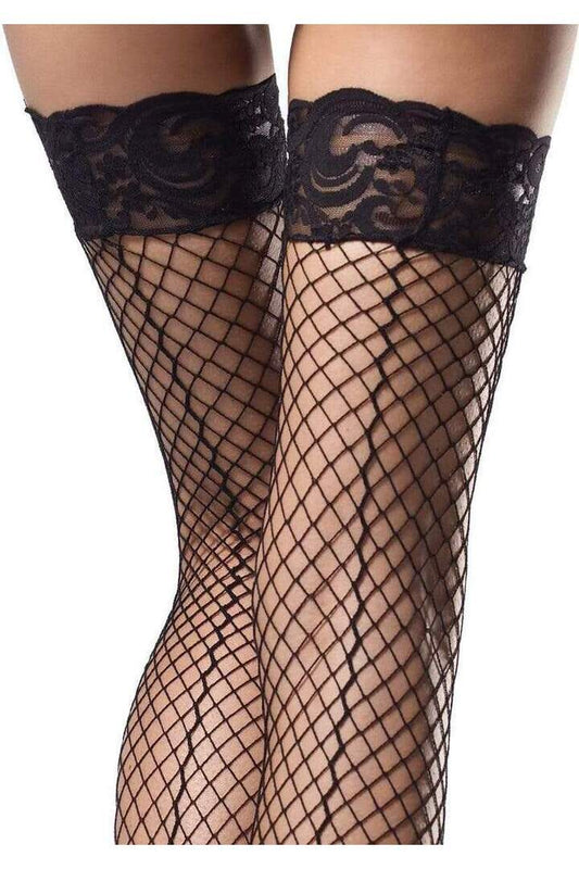Leg Avenue Tessa Net Thigh High Stockings Black in One Size 1