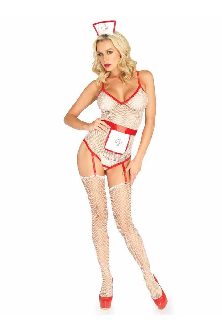 Leg Avenue TLC Nurse Bedroom Costume Set White/Red in One Size 2