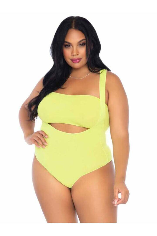 Leg Avenue Tongue Tied Plus Bodysuit Set in 1X/2X