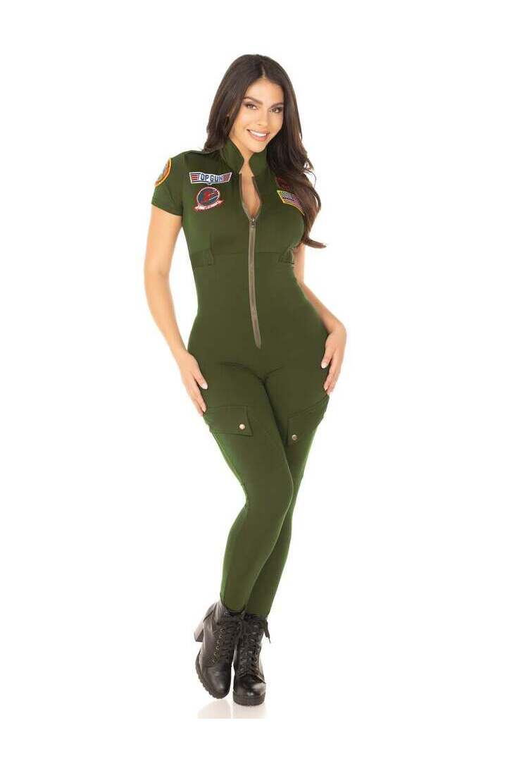 Leg Avenue Top Gun Costume Flight Suit in Green 5