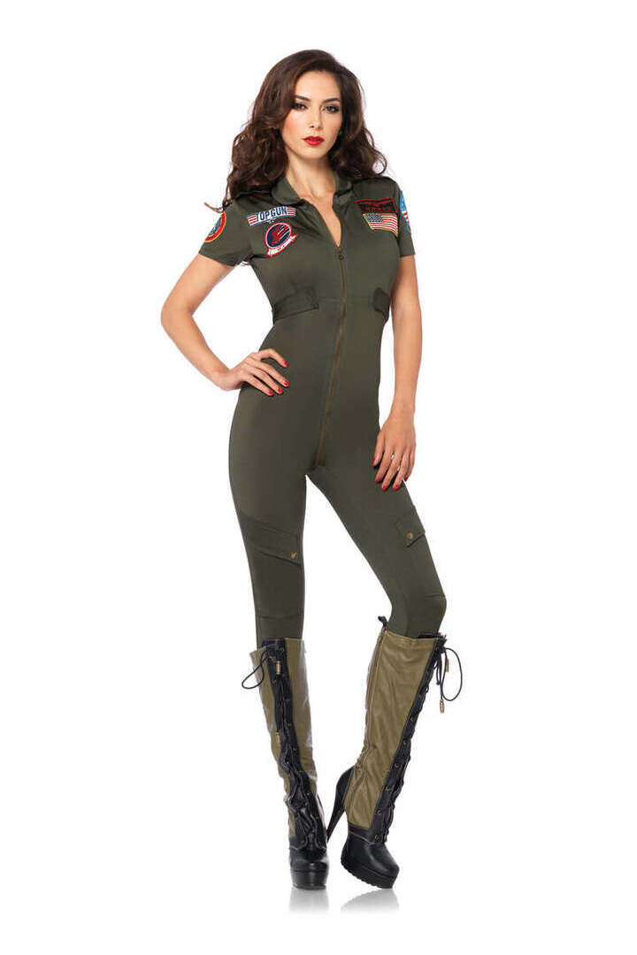 Leg Avenue Top Gun Costume Flight Suit in Green 7