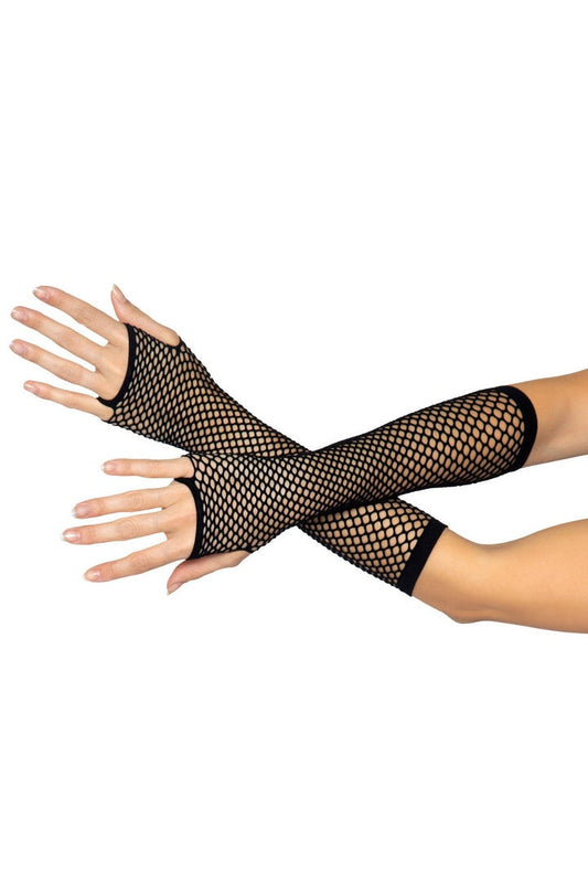 Leg Avenue Triangle Net Fingerless Arm Warmer Gloves in One Size