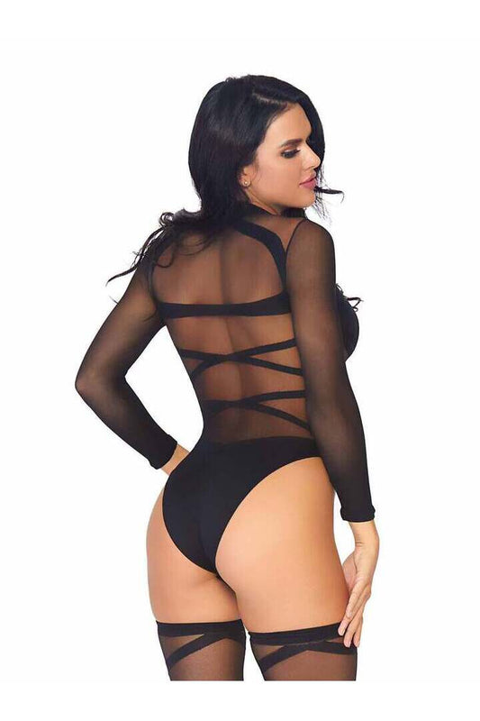 Leg Avenue Truth Or Dare Bodysuit And Thigh Highs Set Black in One Size 1