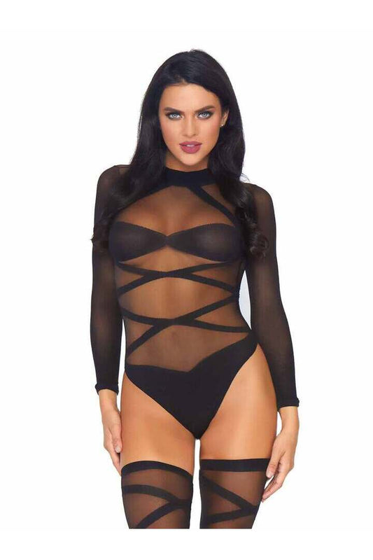 Leg Avenue Truth Or Dare Bodysuit And Thigh Highs Set Black in One Size