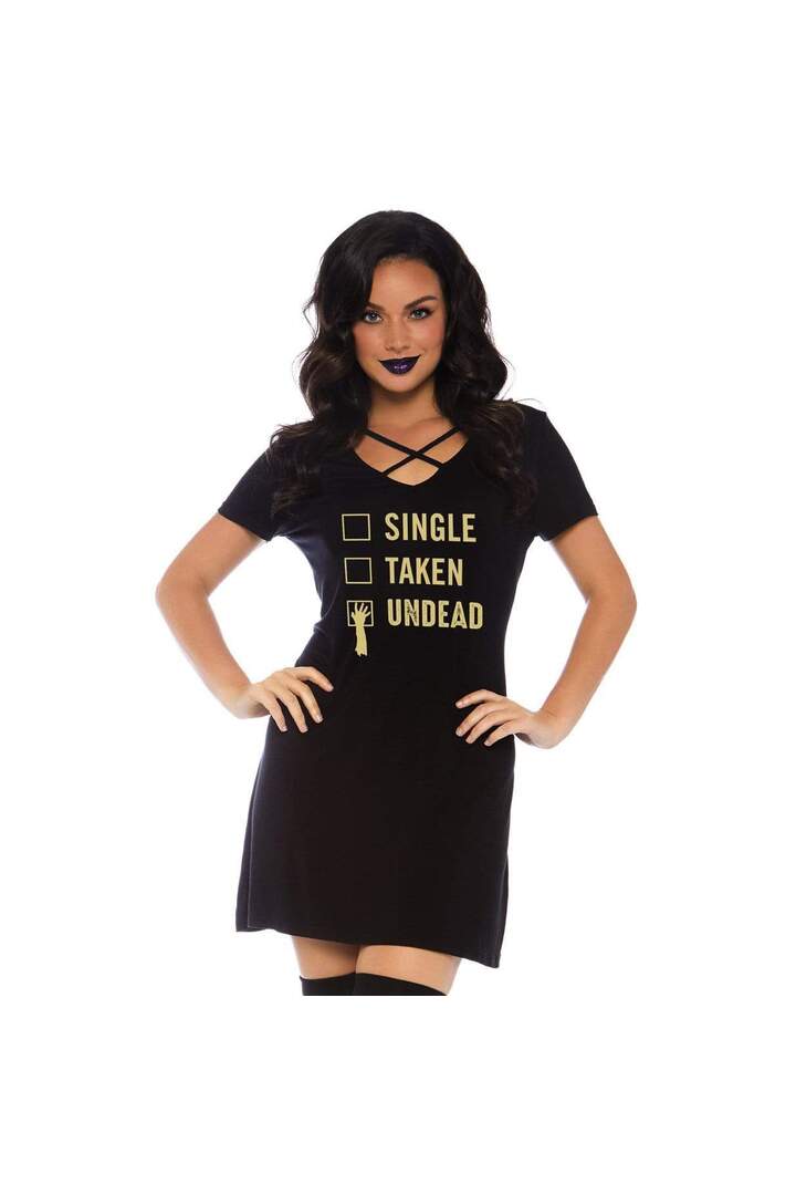 Leg Avenue Undead Crossover Keyhole Jersey Dress with Pockets Black