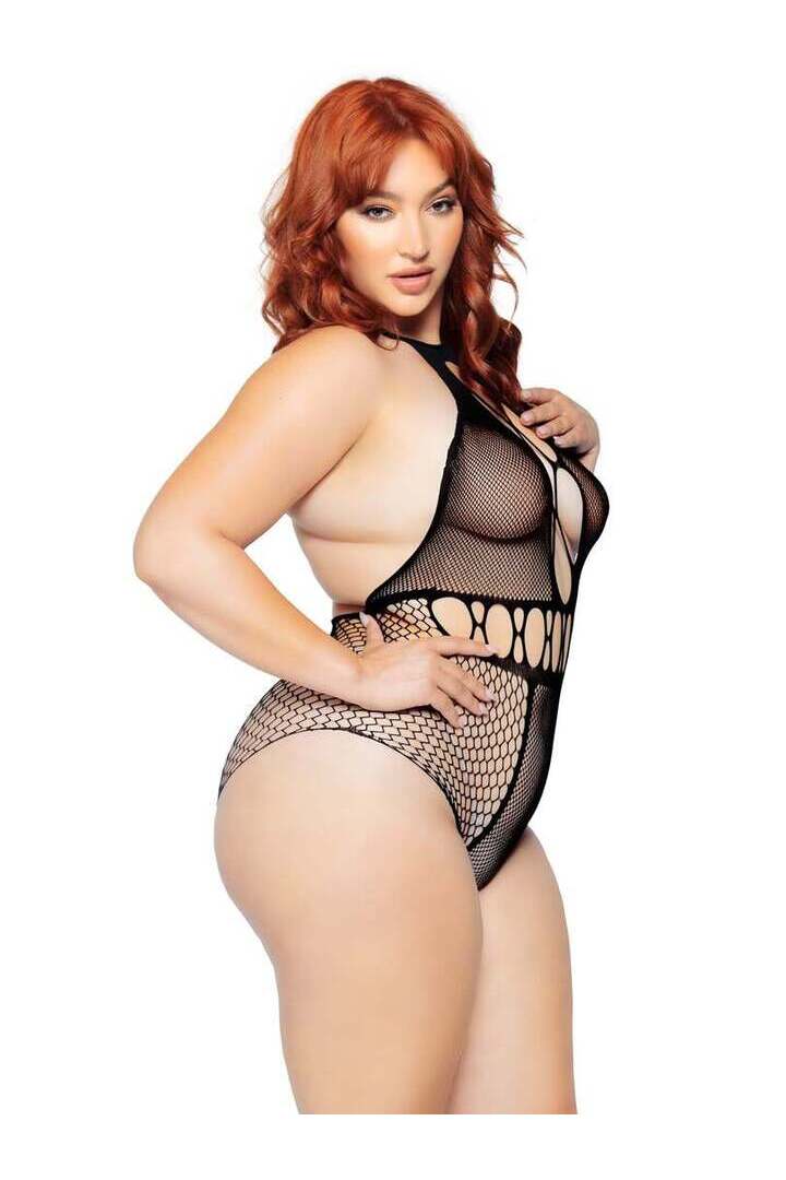 Leg Avenue Unfazed Plus Bodysuit Black in 1X/2X 3