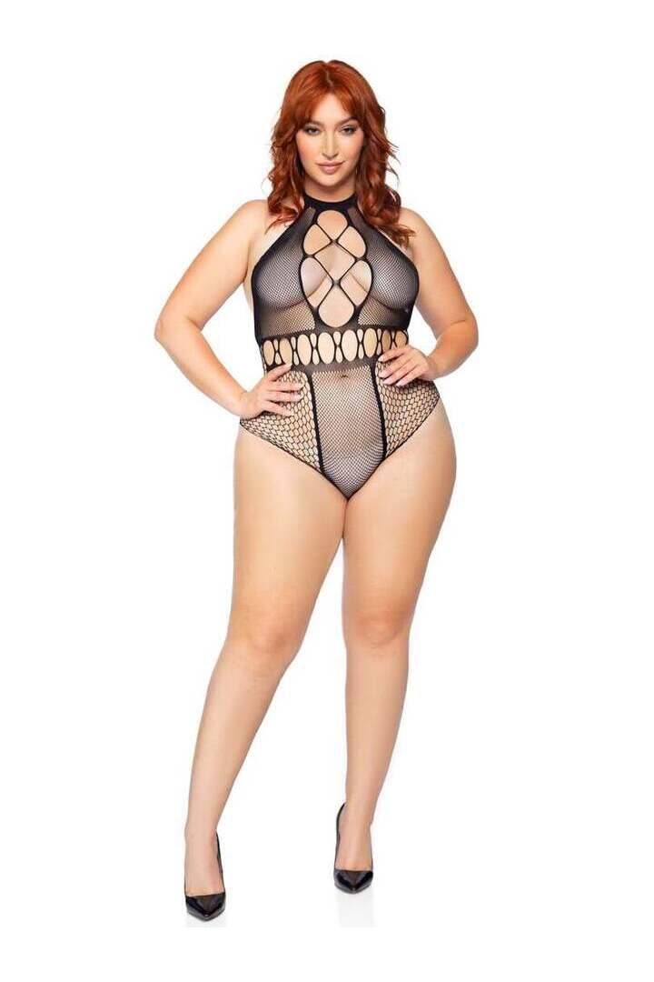 Leg Avenue Unfazed Plus Bodysuit Black in 1X/2X 4