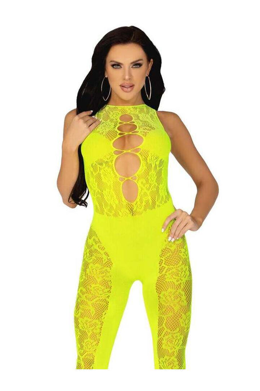 Leg Avenue Untamed Convertible Bodystocking Neon Yellow in One Size
