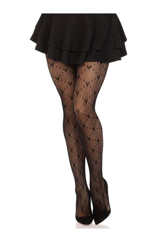 Leg Avenue Valentina Heart Net Tights in One Size 1