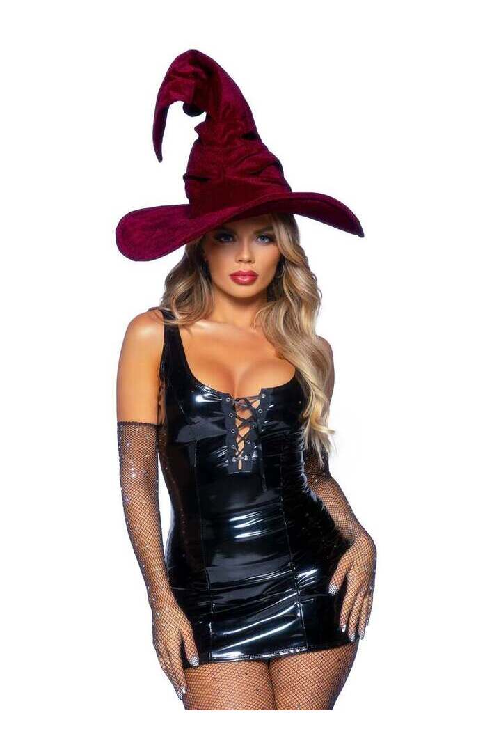 Leg Avenue Velvet Ruched Witch Hat in One Size 11