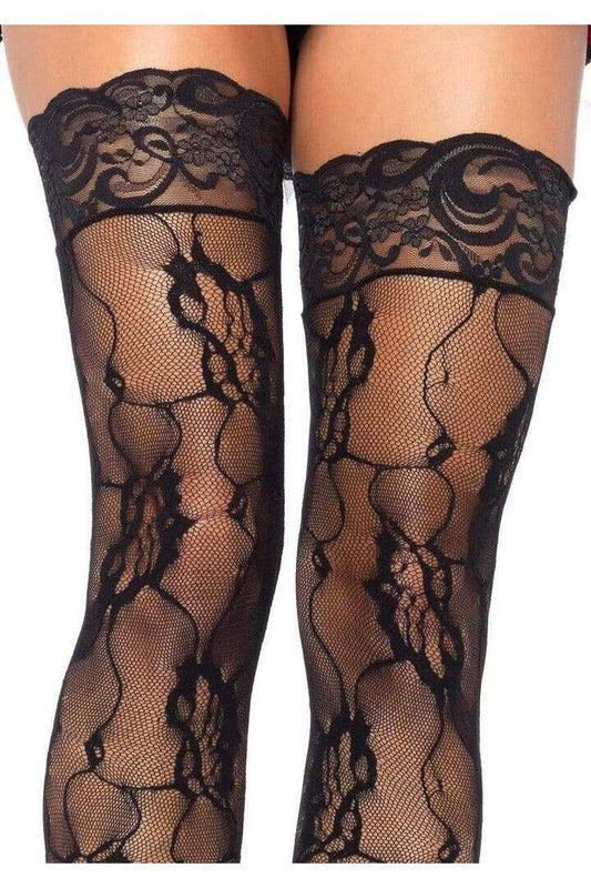 Leg Avenue Venus Romantic Thigh High Stockings Black in One Size 1