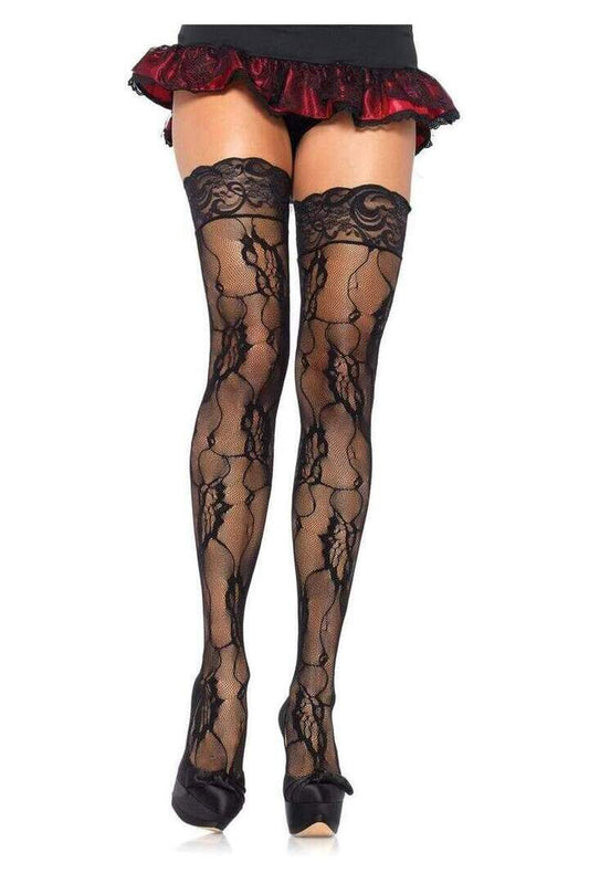 Leg Avenue Venus Romantic Thigh High Stockings Black in One Size