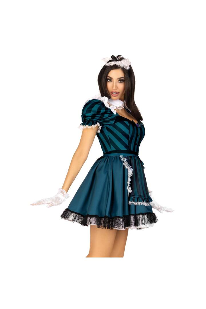 Leg Avenue Victorian Maid Costume Black/Green 2