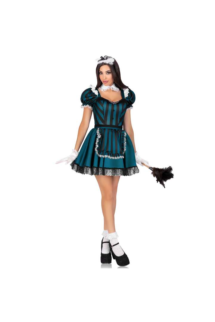 Leg Avenue Victorian Maid Costume Black/Green 3