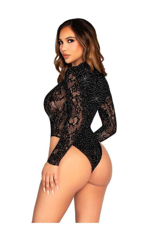 Leg Avenue VIP Status Lace Bodysuit Black in One Size 1