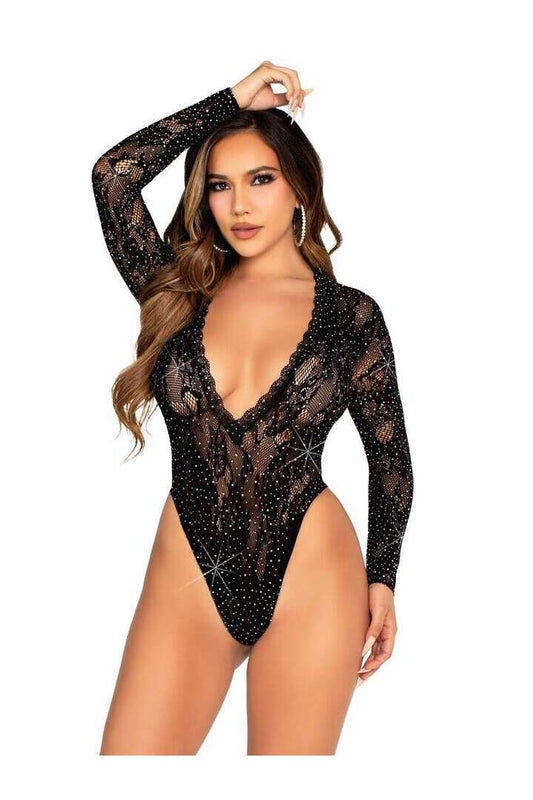 Leg Avenue VIP Status Lace Bodysuit Black in One Size