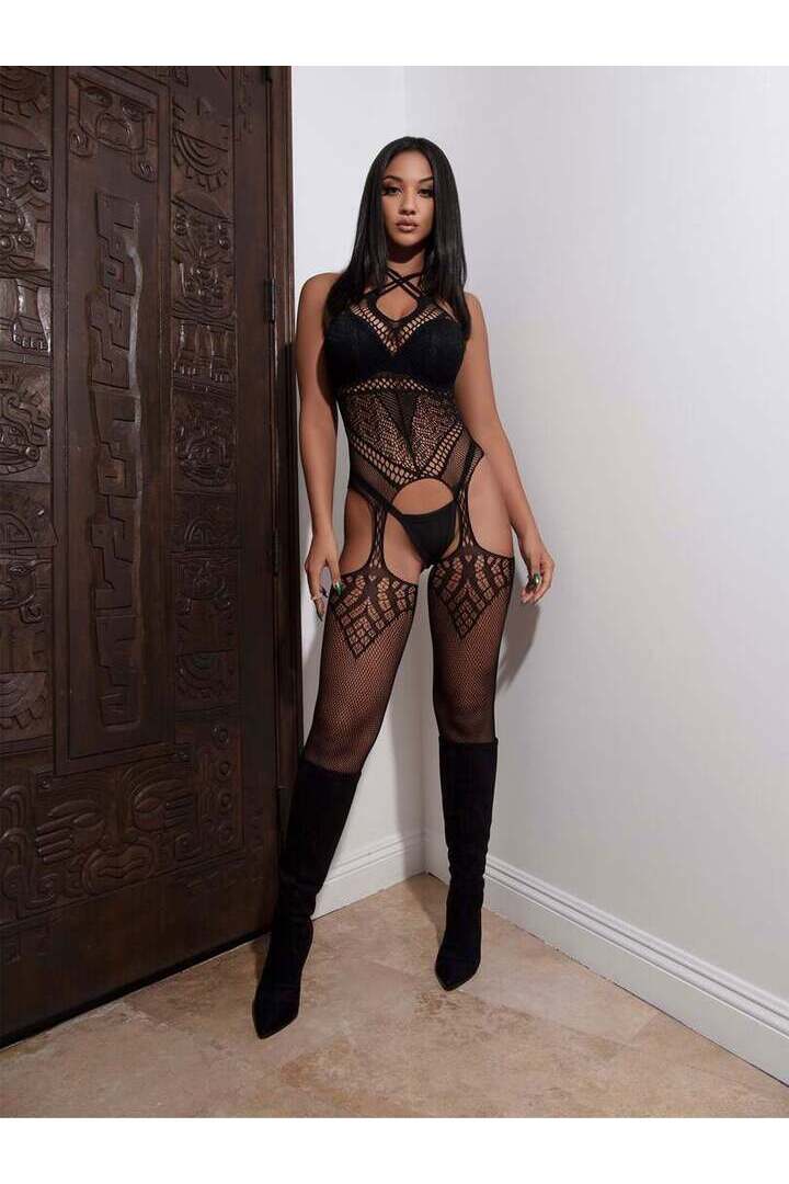 Leg Avenue Wicked Game Multi Net Bodystocking Black in One Size 1