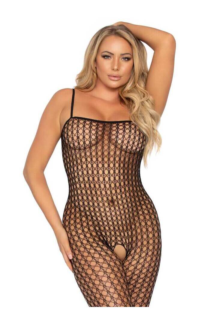 Leg Avenue Wicked Games Crochet Net Bodystocking Black in One Size 3