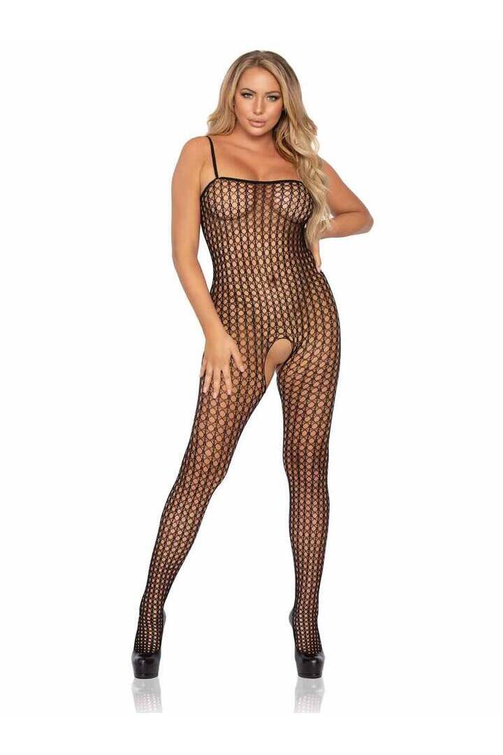 Leg Avenue Wicked Games Crochet Net Bodystocking Black in One Size 4
