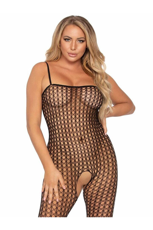 Leg Avenue Wicked Games Crochet Net Bodystocking Black in One Size