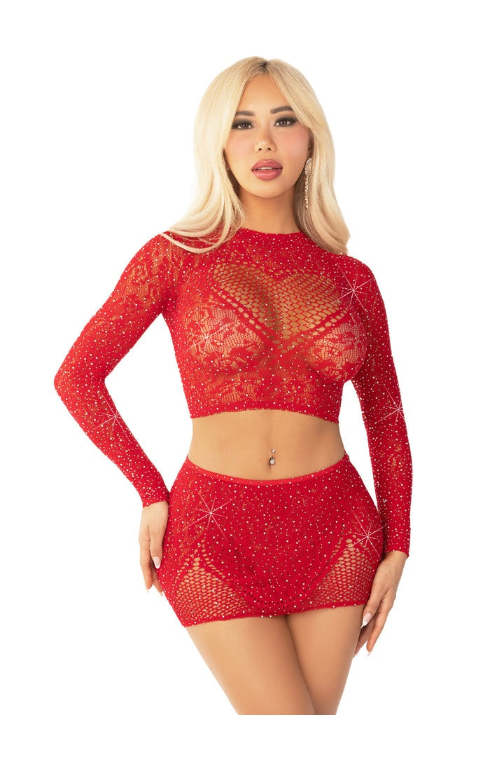 Leg Avenue Wildest Dreams Crop Top and Skirt Set in One Size 8