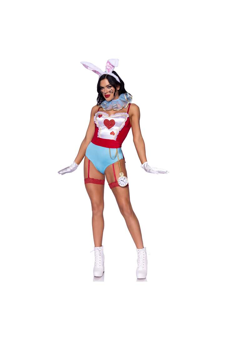 Leg Avenue Wonderland White Rabbit Costume Red/White/Blue 3