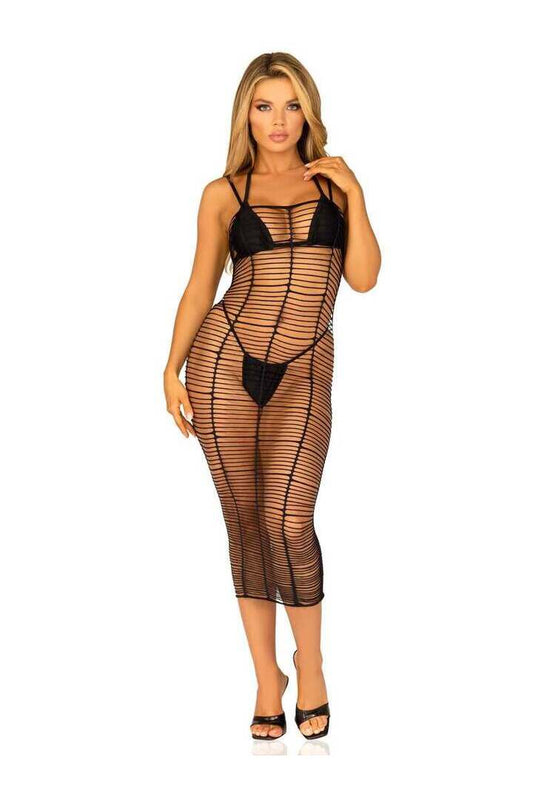 Leg Avenue Worth The Wait Net Maxi Dress Black in One Size 1