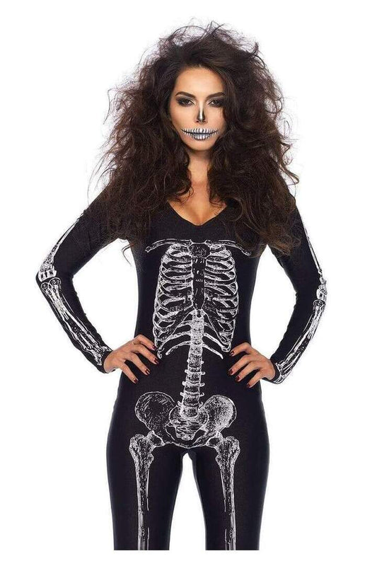 Leg Avenue X-Ray Skeleton Catsuit with Zipper Costume Black/White in Large