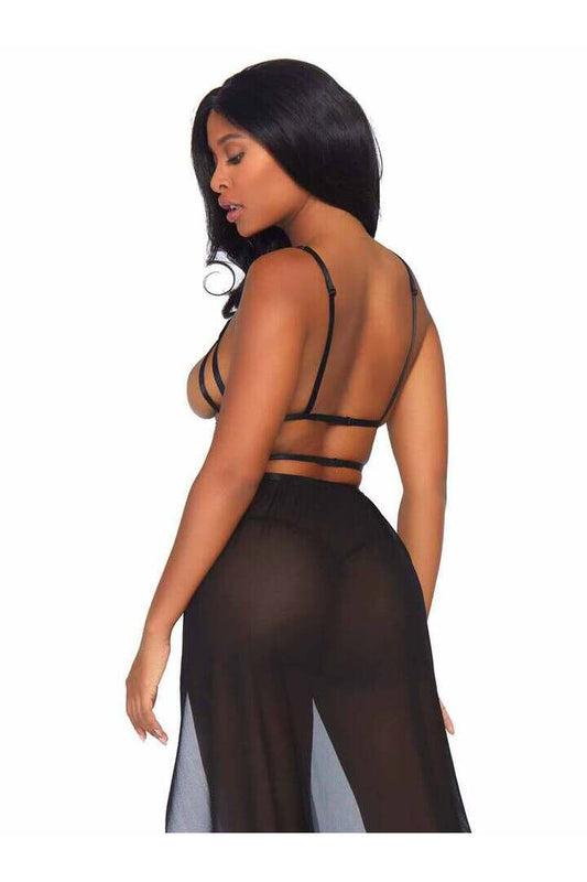 Leg Avenue Yours Always Open Cup Gown Set in Black 1