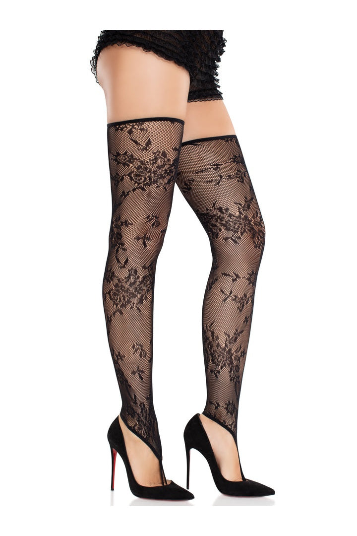 Leg Avenue Zenya Toe Loop Footless Thigh Highs Black in One Size 1