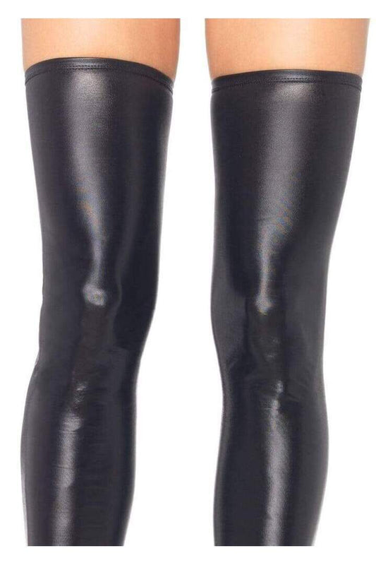 Leg Avenue Zora Wet Look Thigh Highs in Black 1