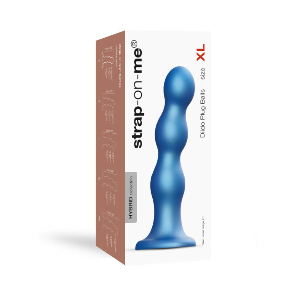 Lovely Planet Strap-On-Me Hybrid Collection Silicone Dildo Plug Balls Metallic Blue 1
