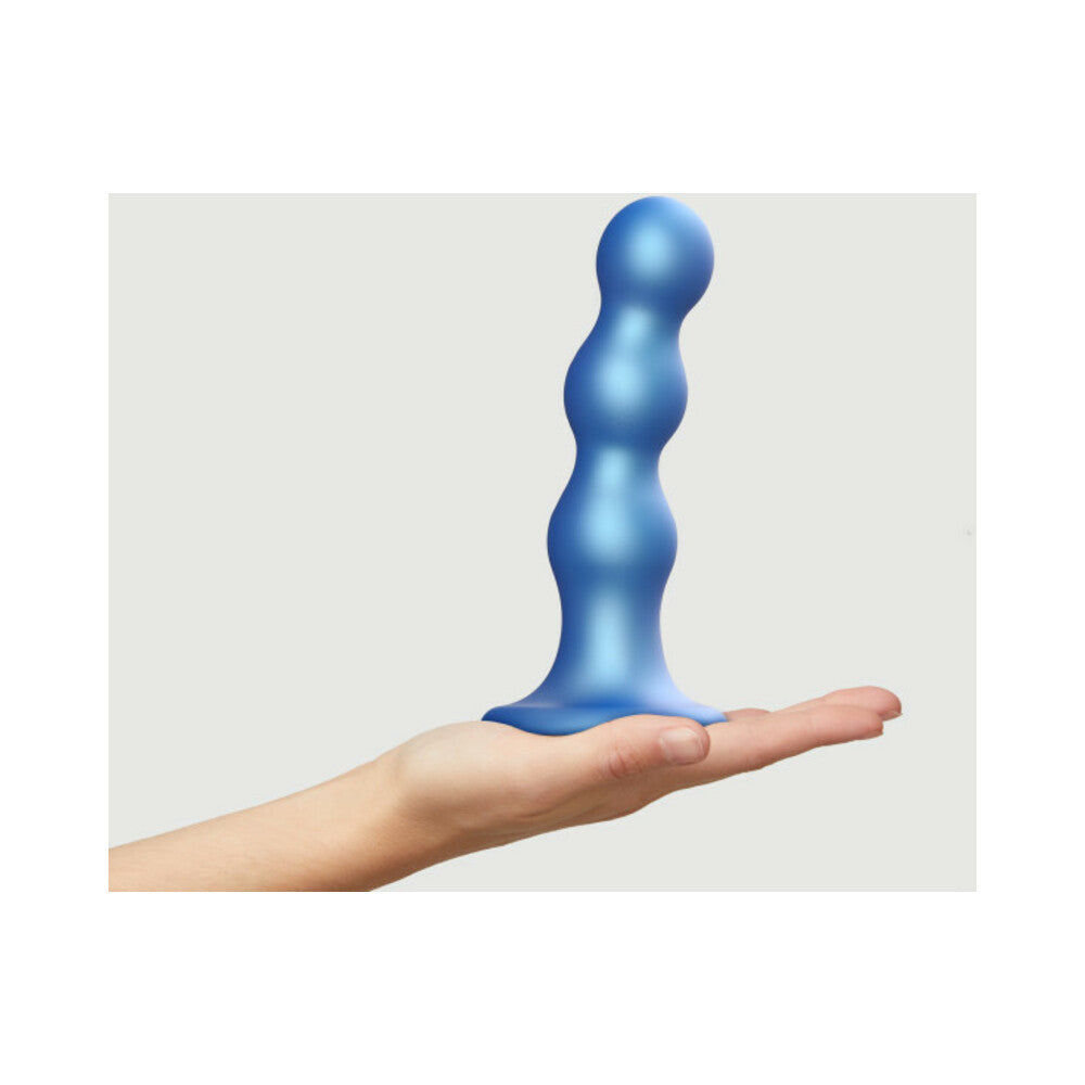 Lovely Planet Strap-On-Me Hybrid Collection Silicone Dildo Plug Balls Metallic Blue 2