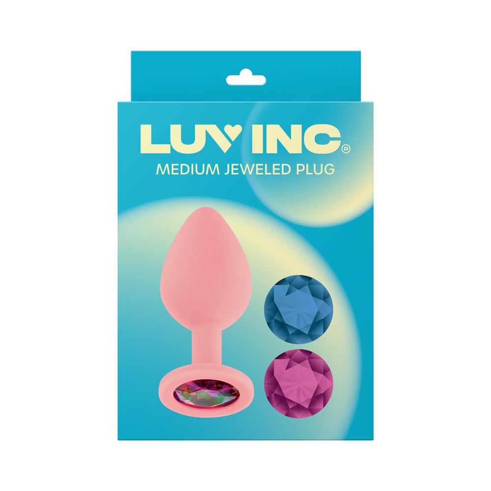 Luv Inc Jp32 Jeweled Medium Plug Silicone with 3-Piece Interchangeable Gems Pink 4