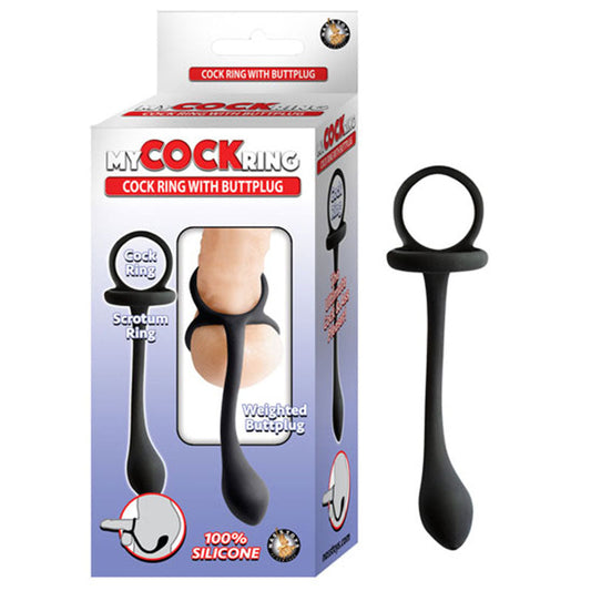 Nasstoys My Cockring Cockring With Weighed Buttplug Black