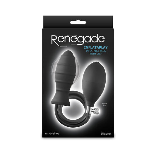 NS Novelties Renegade InflataPlay Inflatable Plug with Grip Black